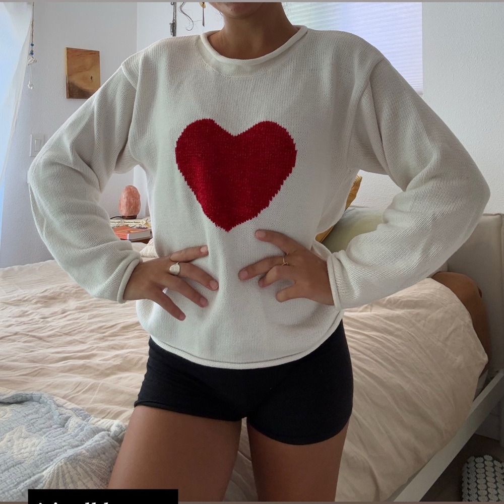 White Sweater with Red Heart